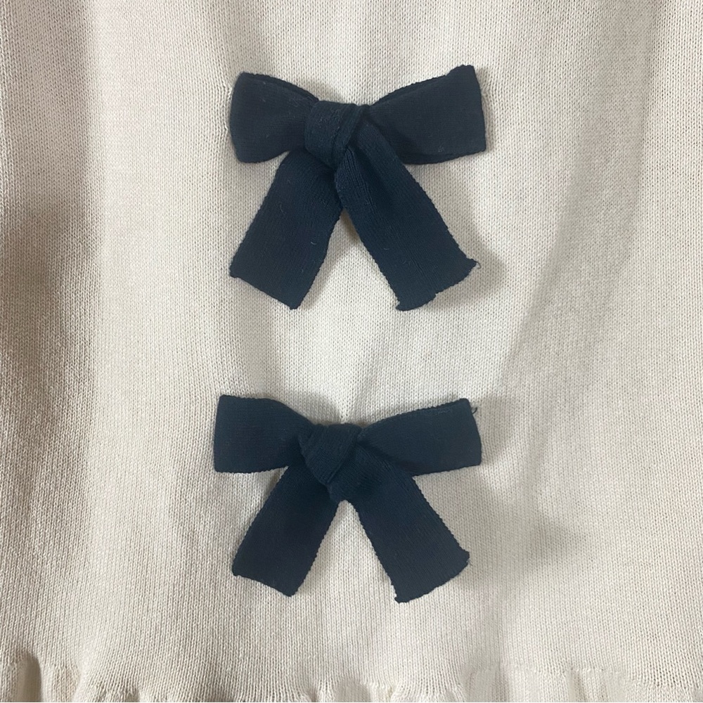 Sail To Sable Faith Bow Back Sweater Cream with Black Bows Cotton Wool Blend - S - Picture 15 of 16